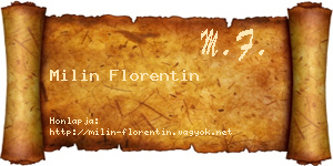 Milin Florentin névjegykártya